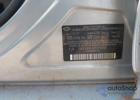2012 Hyundai Sonata Gls from USA, damaged, VIN 5NPEB4ACXCH314696